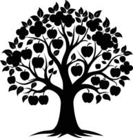 Black apple tree silhouette on white background vector