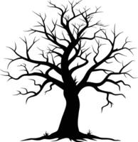 Black dead tree silhouette on white background vector