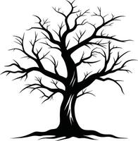 Black dead tree silhouette on white background vector