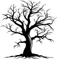 negro muerto árbol silueta en blanco antecedentes vector