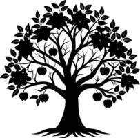 Black apple tree silhouette on white background vector