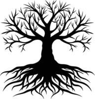 Silhouette of a tree with roots vector