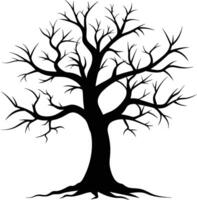 negro muerto árbol silueta en blanco antecedentes vector