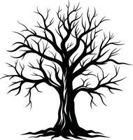 negro muerto árbol silueta en blanco antecedentes vector