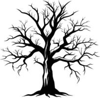 negro muerto árbol silueta en blanco antecedentes vector