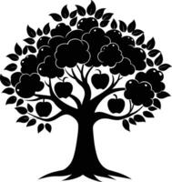 Black apple tree silhouette on white background vector