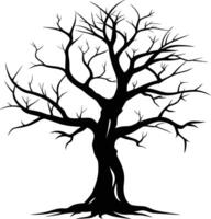 Black dead tree silhouette on white background vector