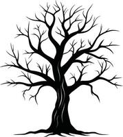 negro muerto árbol silueta en blanco antecedentes vector