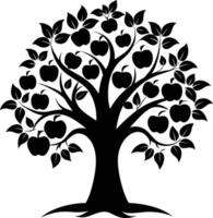 Black apple tree silhouette on white background vector