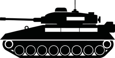 negro tanque silueta en blanco antecedentes vector