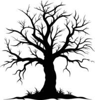 Black dead tree silhouette on white background vector