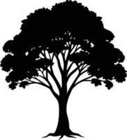 negro goma árbol silueta en blanco antecedentes vector