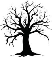 Black dead tree silhouette on white background vector