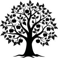 Black apple tree silhouette on white background vector