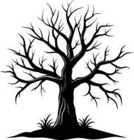 negro muerto árbol silueta en blanco antecedentes vector
