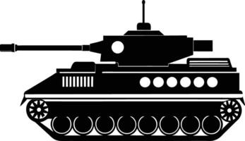 negro tanque silueta en blanco antecedentes vector