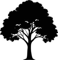 negro goma árbol silueta en blanco antecedentes vector