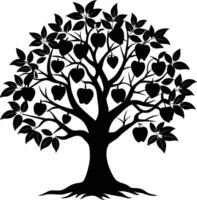 Black apple tree silhouette on white background vector