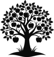 Black apple tree silhouette on white background vector