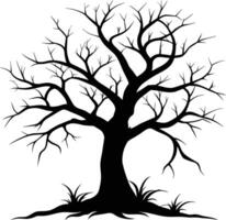 Black dead tree silhouette on white background vector