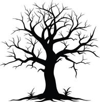 negro muerto árbol silueta en blanco antecedentes vector