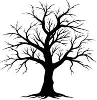 negro muerto árbol silueta en blanco antecedentes vector