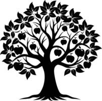 Black apple tree silhouette on white background vector