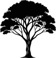 negro goma árbol silueta en blanco antecedentes vector