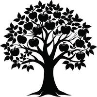 Black apple tree silhouette on white background vector