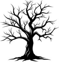 negro muerto árbol silueta en blanco antecedentes vector