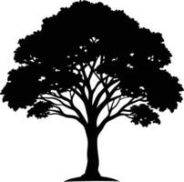 negro goma árbol silueta en blanco antecedentes vector