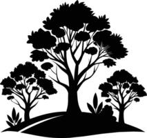 Silhouette of a tree with grass vector