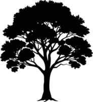 negro goma árbol silueta en blanco antecedentes vector