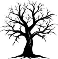 negro muerto árbol silueta en blanco antecedentes vector