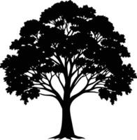 negro goma árbol silueta en blanco antecedentes vector