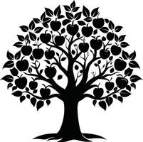 Black apple tree silhouette on white background vector