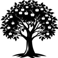 Black apple tree silhouette on white background vector