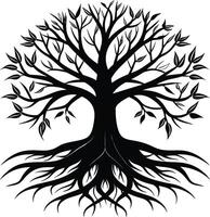 Silhouette of a tree with roots vector