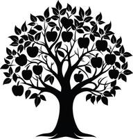 Black apple tree silhouette on white background vector