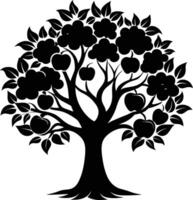 Black apple tree silhouette on white background vector