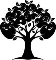 negro manzana árbol silueta en blanco antecedentes vector