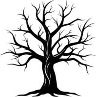 negro muerto árbol silueta en blanco antecedentes vector