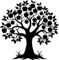 Black apple tree silhouette on white background vector