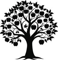 Black apple tree silhouette on white background vector