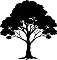 negro goma árbol silueta en blanco antecedentes vector