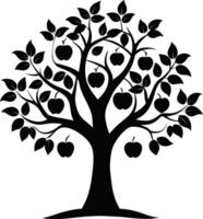 Black apple tree silhouette on white background vector