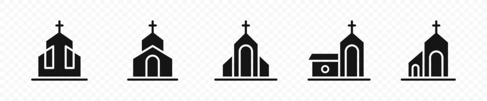 Church icons. Church silhouettes collection. Church building icon. EPS 10 vector