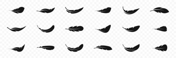 Bird feather icon set. Feather icons. Feather silhouette. EPS 10 vector