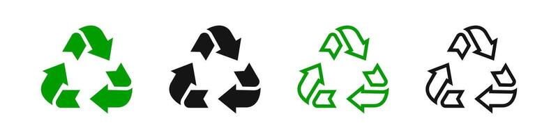 reciclar símbolo colocar. reciclaje flecha icono colocar. reciclar, reutilizar, girar, actualizar íconos vector