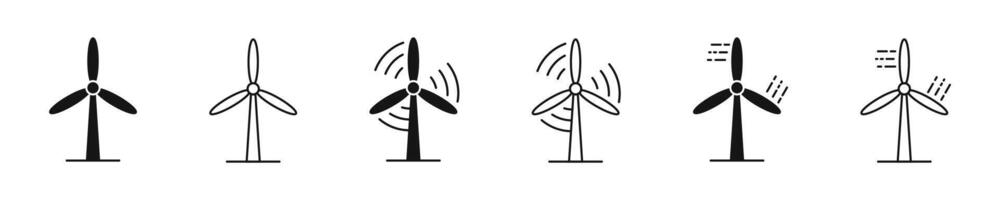 Wind turbines symbols. Windmill icons. Windkraft. EPS 10 vector